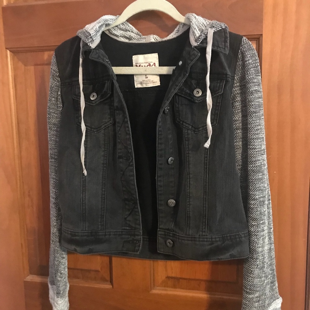 Black and grey denim sweatshirt